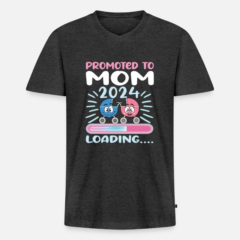 Mama 2024 Werdende Mutter Schwangerschaft - Männer Premium Bio T-Shirt mit V-Ausschnitt - Anthrazit meliert