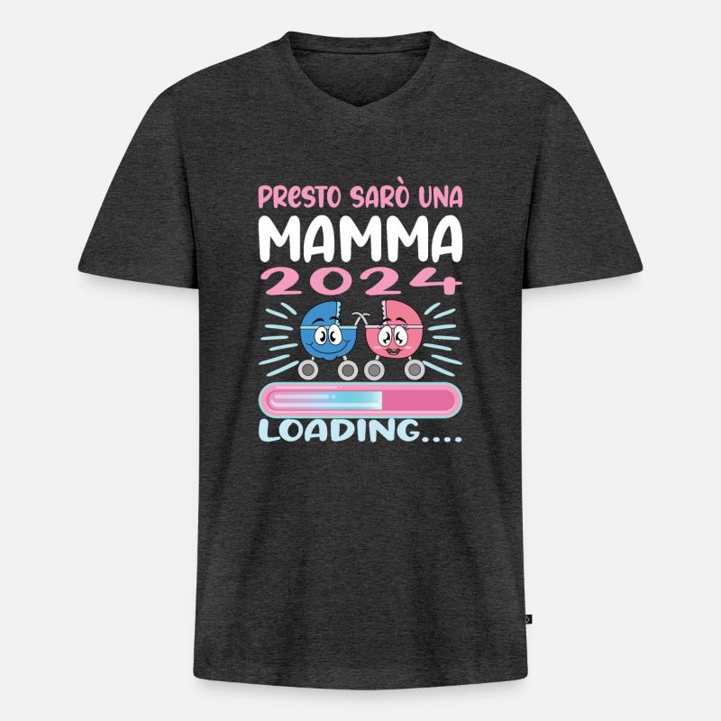 Super Mamma 2024 Loading - Männer Premium Bio T-Shirt mit V-Ausschnitt - Anthrazit meliert
