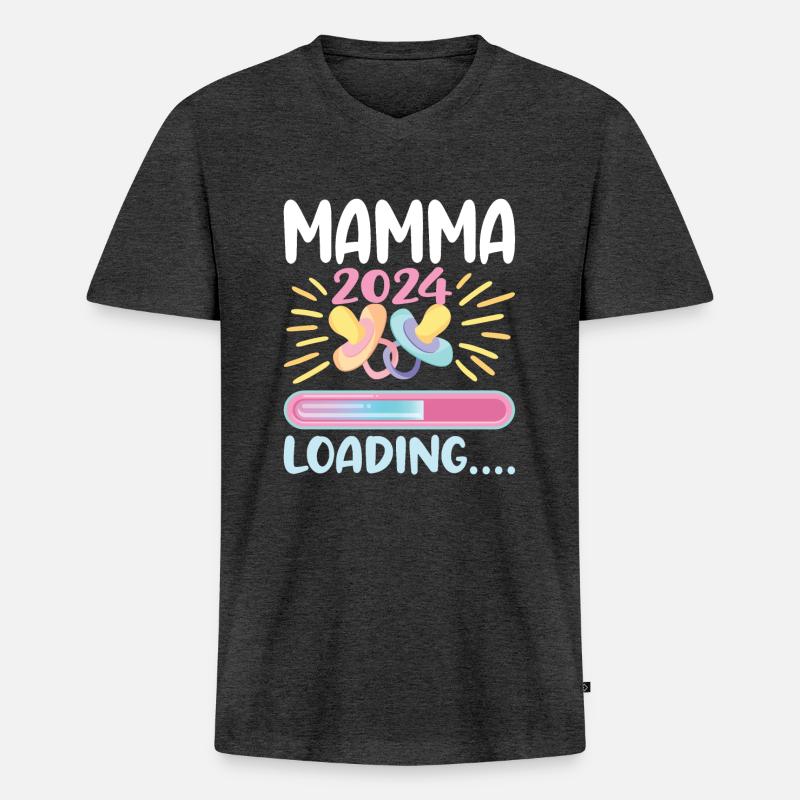 Super Mamma 2024 Loading - Männer Premium Bio T-Shirt mit V-Ausschnitt - Anthrazit meliert