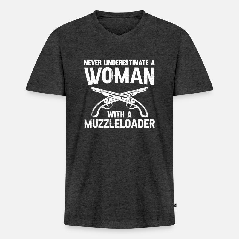 Vorderlader Muzzleloader Muzzle Loading - Männer Premium Bio T-Shirt mit V-Ausschnitt - Anthrazit meliert