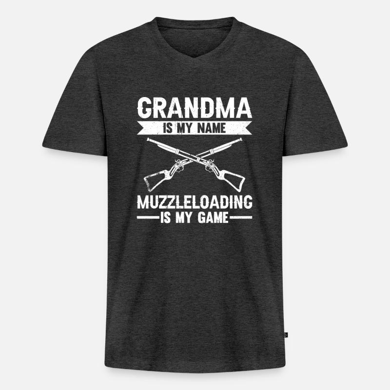 Vorderlader Muzzleloader Muzzle Loading - Männer Premium Bio T-Shirt mit V-Ausschnitt - Anthrazit meliert