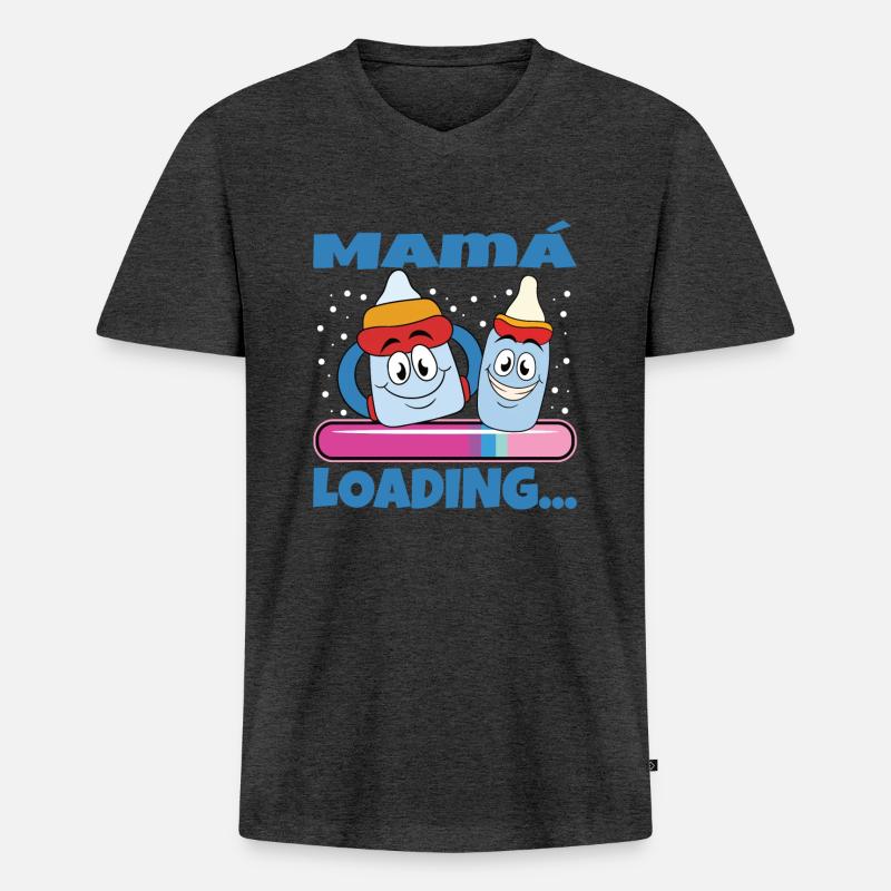 Mama 2024 Werdende Mutter Schwangerschaft - Männer Premium Bio T-Shirt mit V-Ausschnitt - Anthrazit meliert