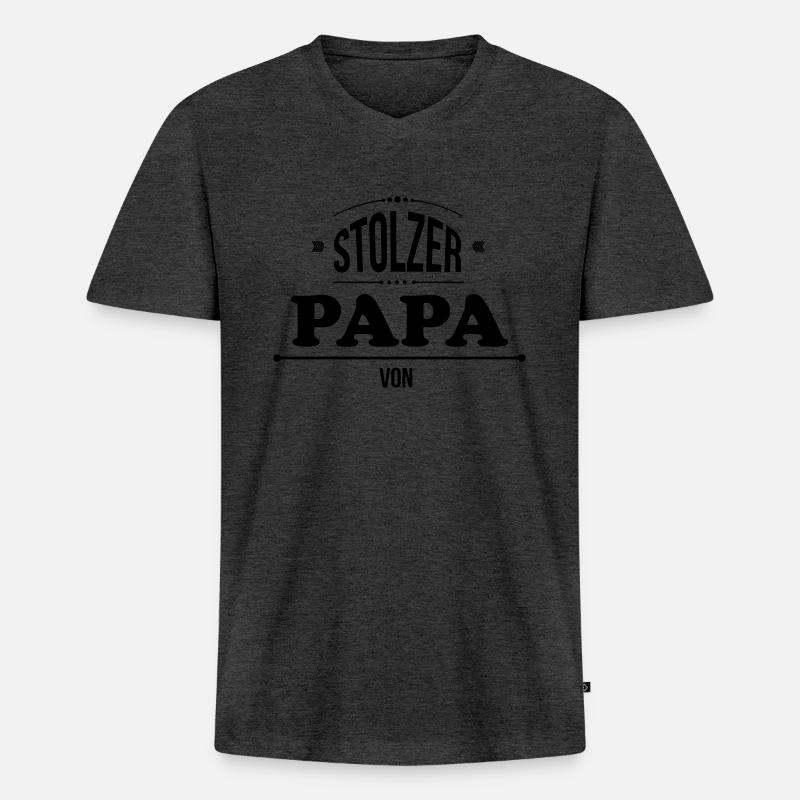 stolzer papa blanco - Männer Premium Bio T-Shirt mit V-Ausschnitt - Anthrazit meliert