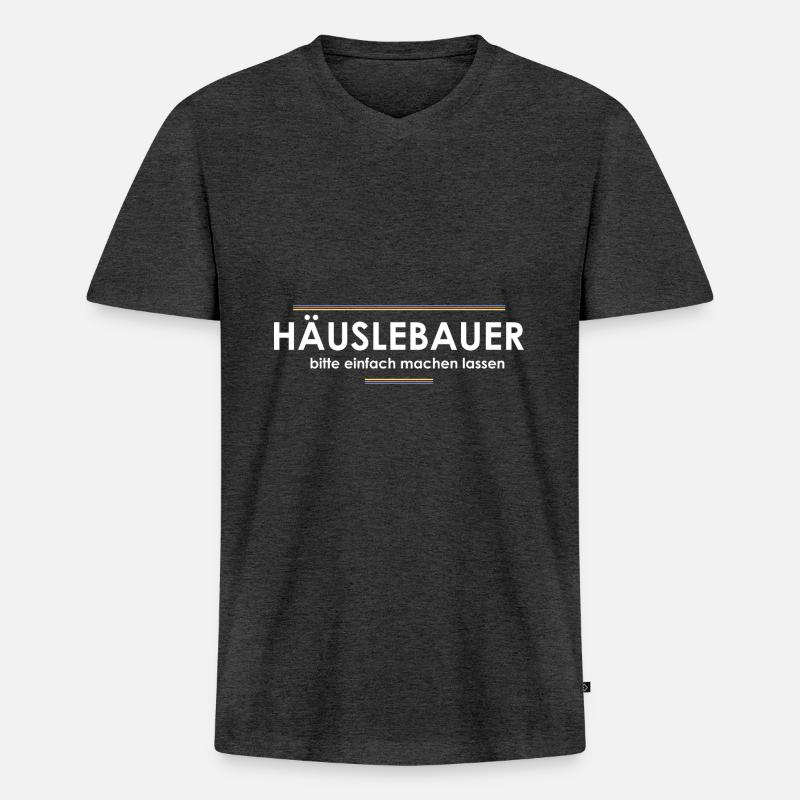 Häuslebauer - Männer Premium Bio T-Shirt mit V-Ausschnitt - Anthrazit meliert