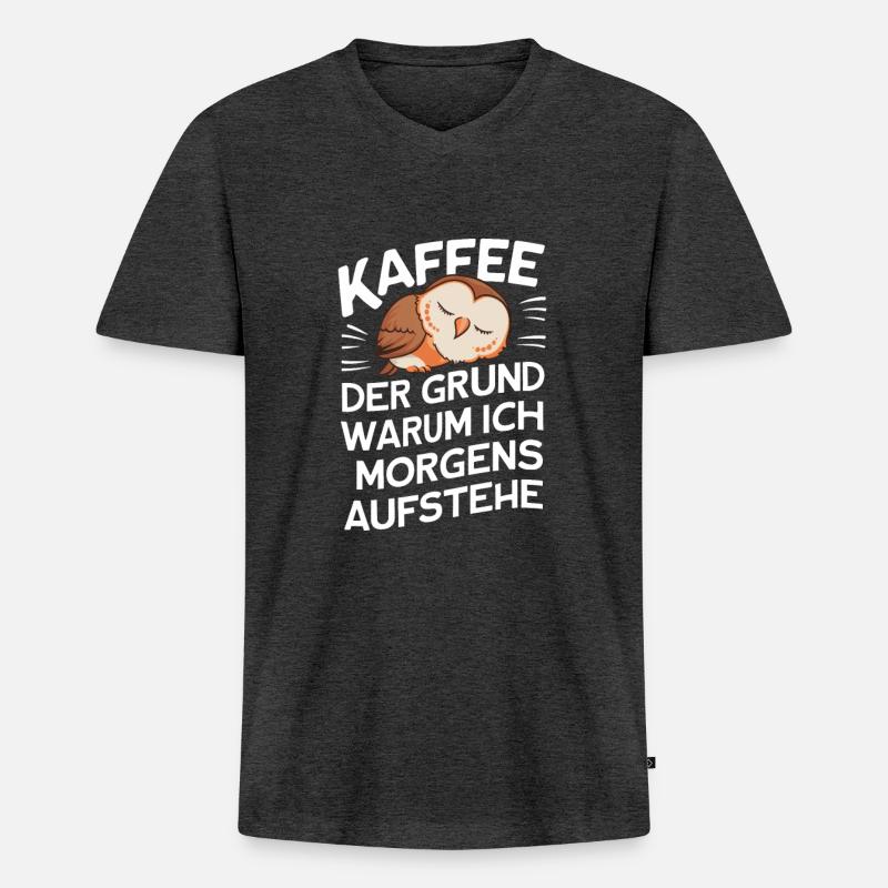 Nachteule Eule Eulen Vogel - Männer Premium Bio T-Shirt mit V-Ausschnitt - Anthrazit meliert
