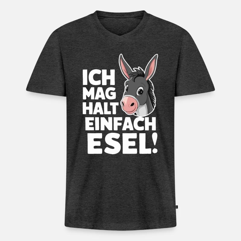 Esel Eselchen Maultier Muli - Männer Premium Bio T-Shirt mit V-Ausschnitt - Anthrazit meliert