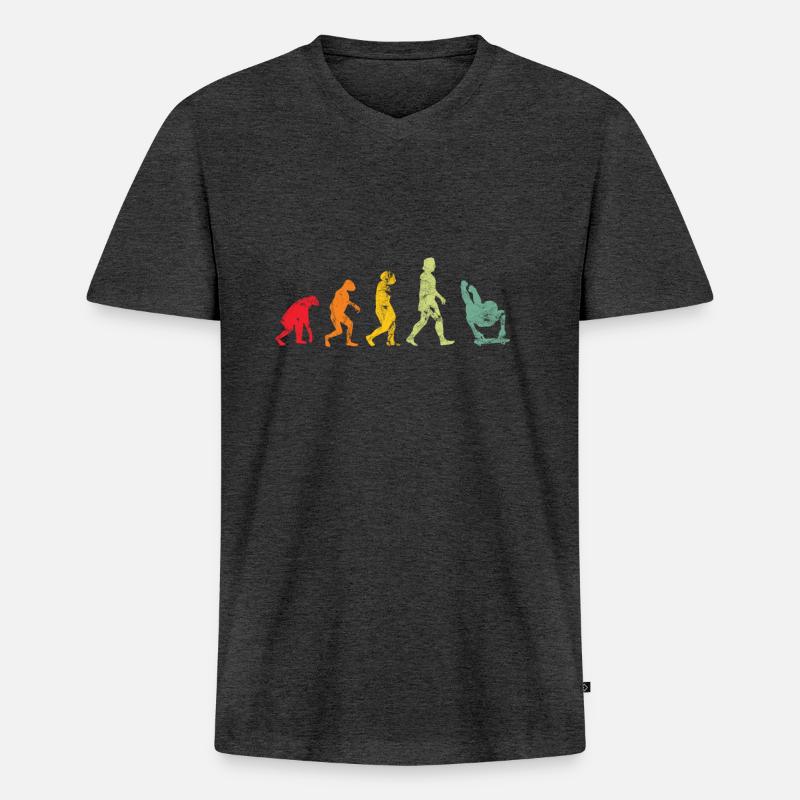 Evolution Skeleton - Männer Premium Bio T-Shirt mit V-Ausschnitt - Anthrazit meliert