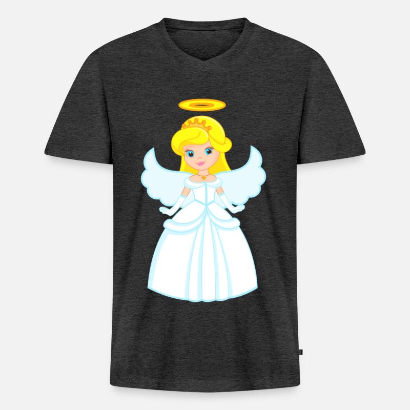 Engel - Männer Premium Bio T-Shirt mit V-Ausschnitt - Anthrazit meliert