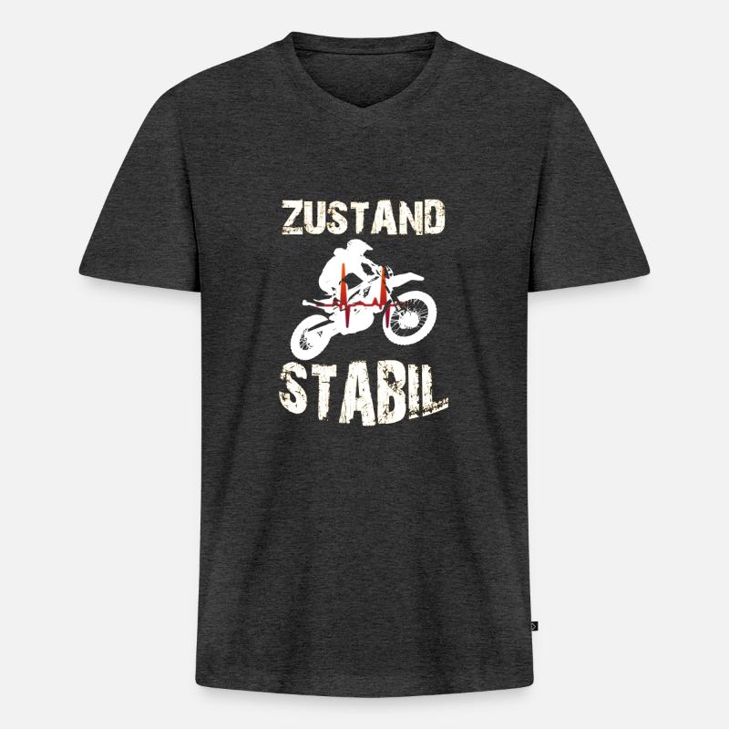 ENDURO - Männer Premium Bio T-Shirt mit V-Ausschnitt - Anthrazit meliert