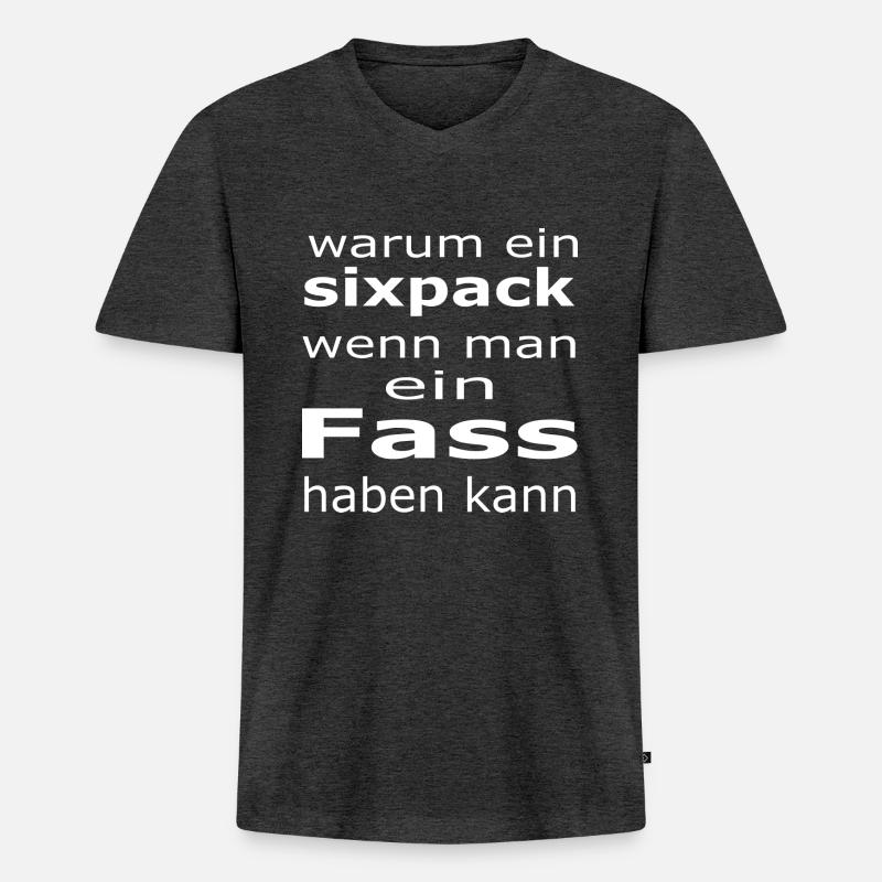 Sixpack - Männer Premium Bio T-Shirt mit V-Ausschnitt - Anthrazit meliert