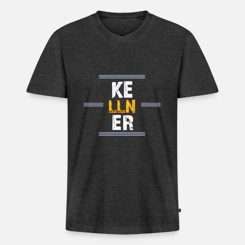 Kellner - Männer Premium Bio T-Shirt mit V-Ausschnitt - Anthrazit meliert