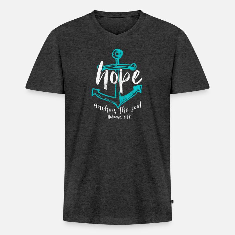 Hope Bibelvers - Männer Premium Bio T-Shirt mit V-Ausschnitt - Anthrazit meliert
