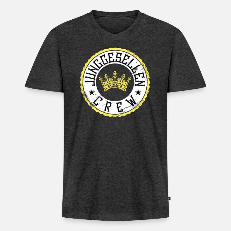 junggesellen crew - Männer Premium Bio T-Shirt mit V-Ausschnitt - Anthrazit meliert