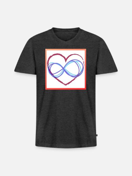 Heart infinity - Men's Premium Organic T-shirt with V-neck - heather anthracite