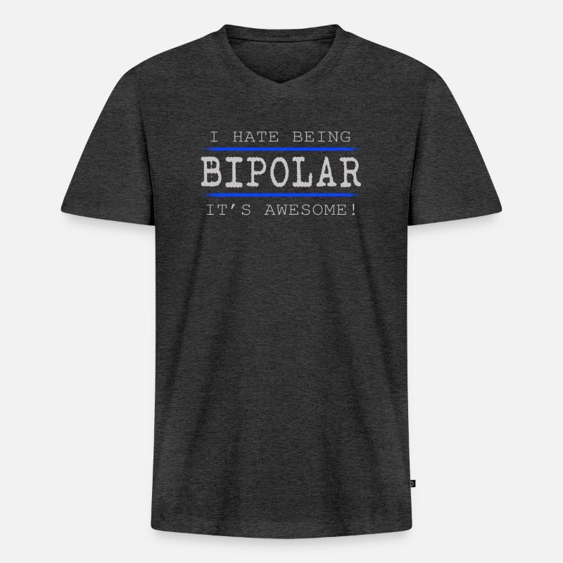 Bipolar - Männer Premium Bio T-Shirt mit V-Ausschnitt - Anthrazit meliert