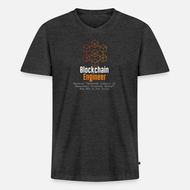 Blockchain Engineer - Kryptowährung - Männer Premium Bio T-Shirt mit V-Ausschnitt - Anthrazit meliert