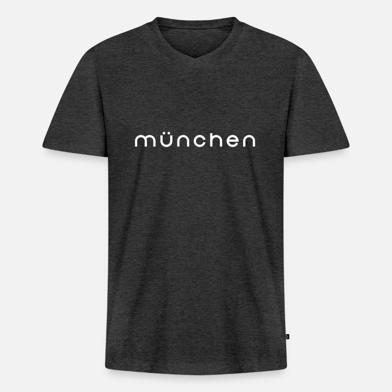 München - Männer Premium Bio T-Shirt mit V-Ausschnitt - Anthrazit meliert