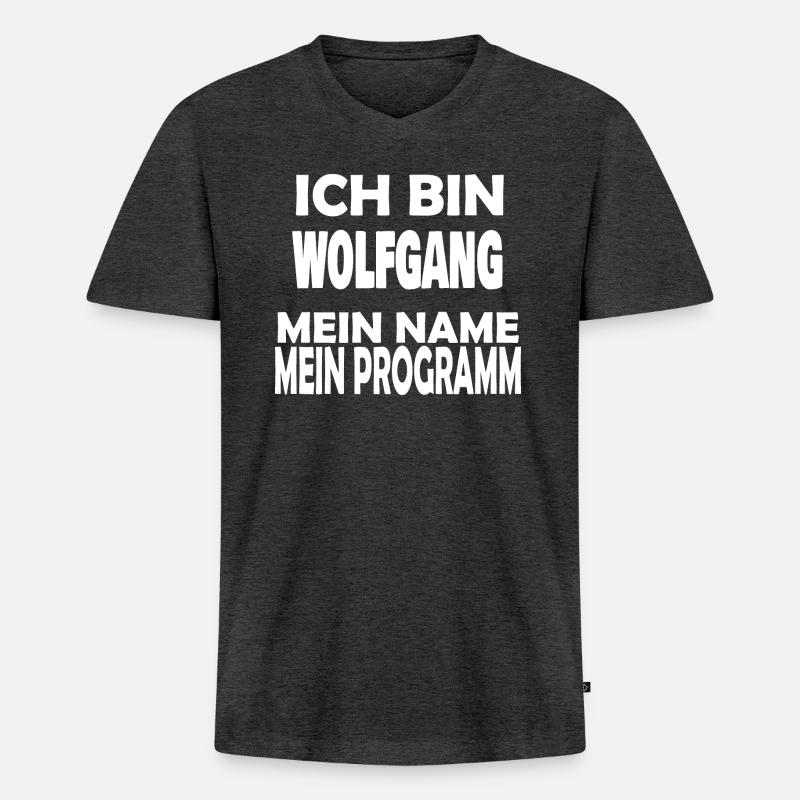 Programm Name WOLFGANG - Männer Premium Bio T-Shirt mit V-Ausschnitt - Anthrazit meliert