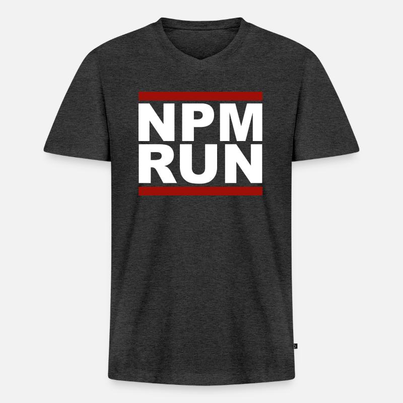 javascript, Javascript, npm run - Männer Premium Bio T-Shirt mit V-Ausschnitt - Anthrazit meliert