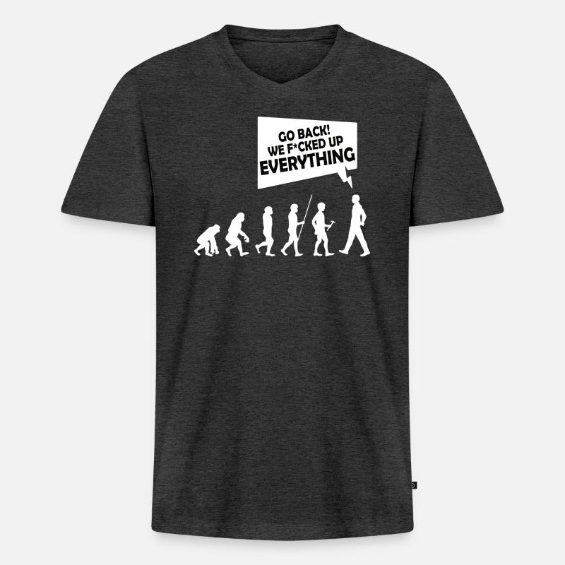 Evolution - Männer Premium Bio T-Shirt mit V-Ausschnitt - Anthrazit meliert