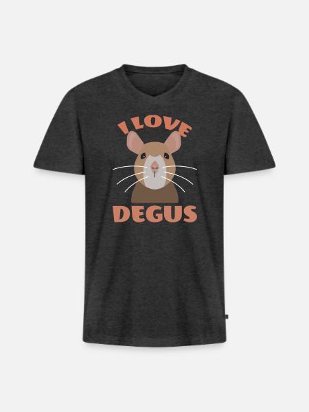 I love Degus - Men's Premium Organic T-shirt with V-neck - heather anthracite