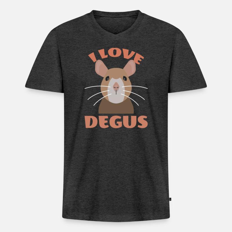 Ich Liebe Degus - Männer Premium Bio T-Shirt mit V-Ausschnitt - Anthrazit meliert