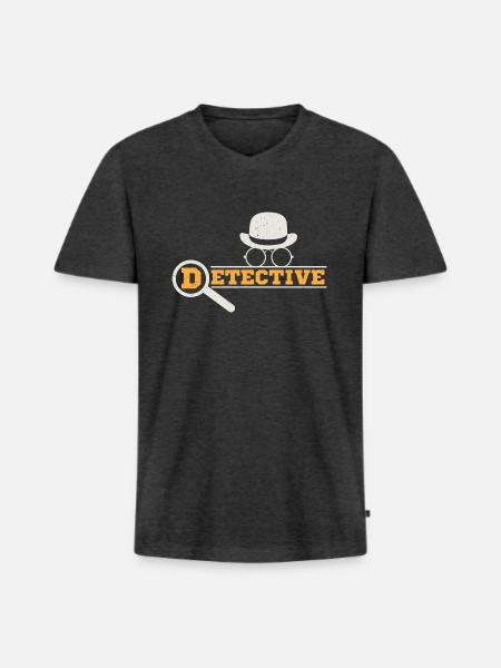 Detective Magnifying Glass - Männer Premium Bio T-Shirt mit V-Ausschnitt - Anthrazit meliert