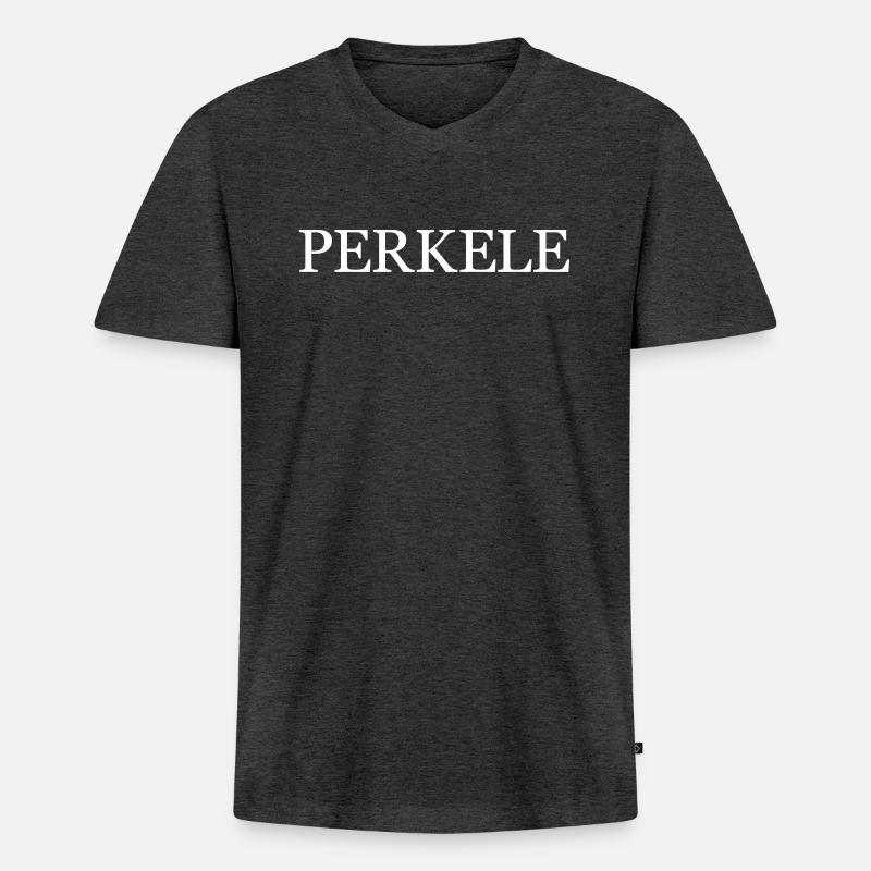 Devil - Men's Premium Organic T-shirt with V-neck - heather anthracite