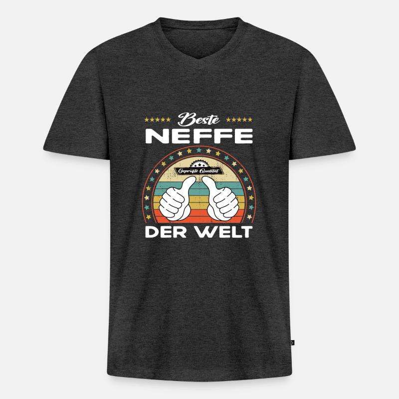Bester neffe der Welt - Männer Premium Bio T-Shirt mit V-Ausschnitt - Anthrazit meliert