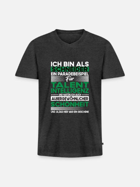 Schneider Bescheiden - Lustiger Spruch - Männer Premium Bio T-Shirt mit V-Ausschnitt - Anthrazit meliert