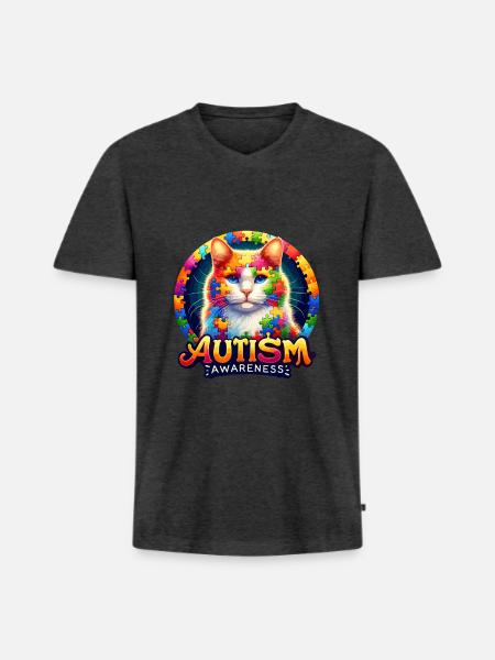 Autism Awareness puzzles piece - Männer Premium Bio T-Shirt mit V-Ausschnitt - Anthrazit meliert