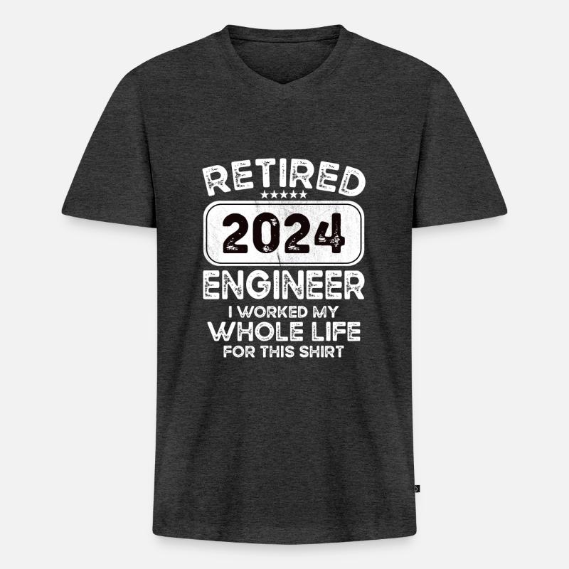Retired Engineer 2024 - Männer Premium Bio T-Shirt mit V-Ausschnitt - Anthrazit meliert