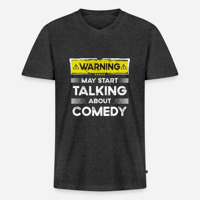 Talking about Comedy funny - Männer Premium Bio T-Shirt mit V-Ausschnitt - Anthrazit meliert