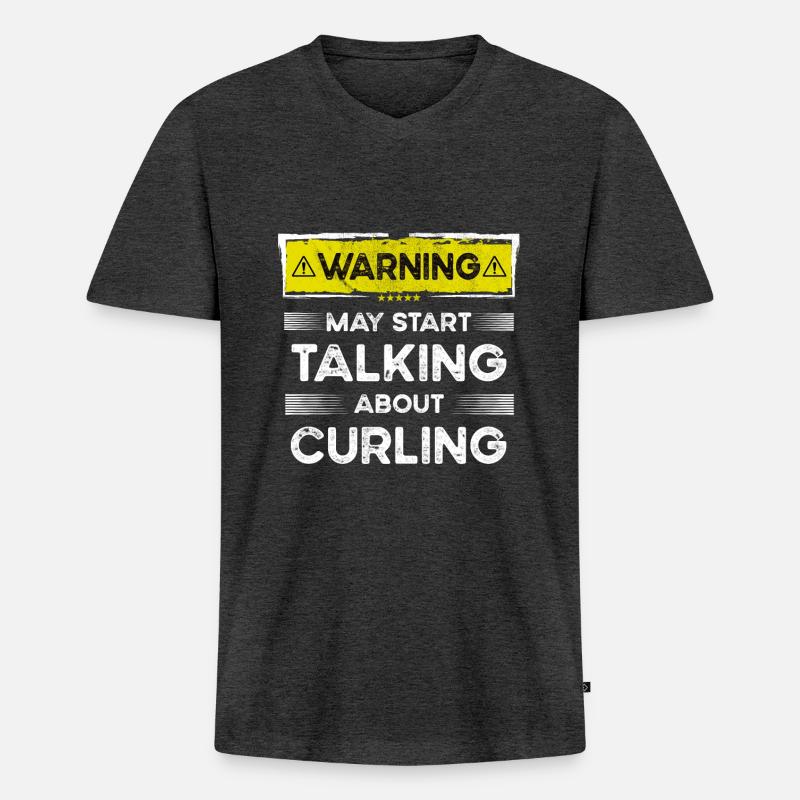 Talking about Curling funny - Männer Premium Bio T-Shirt mit V-Ausschnitt - Anthrazit meliert