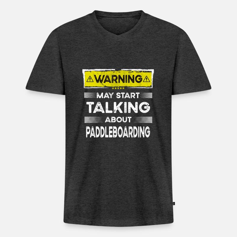Talking about Paddleboarding funny - Männer Premium Bio T-Shirt mit V-Ausschnitt - Anthrazit meliert