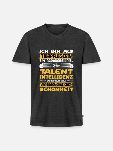 tierpflegerin ein Paradebeispiel für Talent - Männer Premium Bio T-Shirt mit V-Ausschnitt - Anthrazit meliert