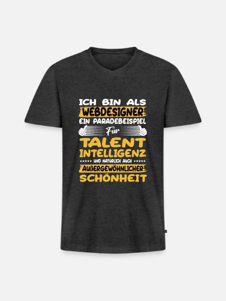 webdesigner ein Paradebeispiel für Talent - Männer Premium Bio T-Shirt mit V-Ausschnitt - Anthrazit meliert