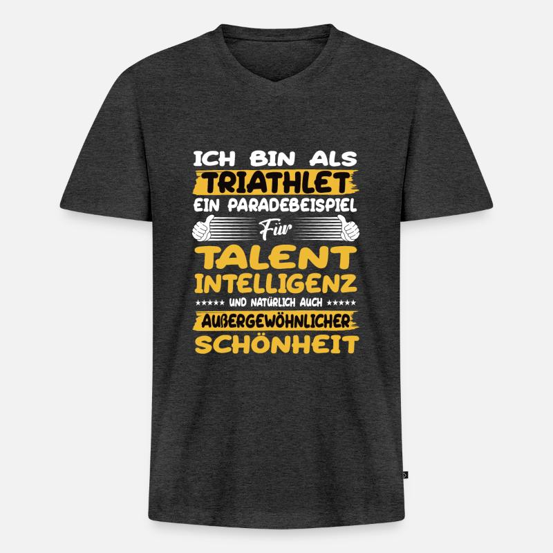 Triathlet ein Paradebeispiel Triathlet - Männer Premium Bio T-Shirt mit V-Ausschnitt - Anthrazit meliert