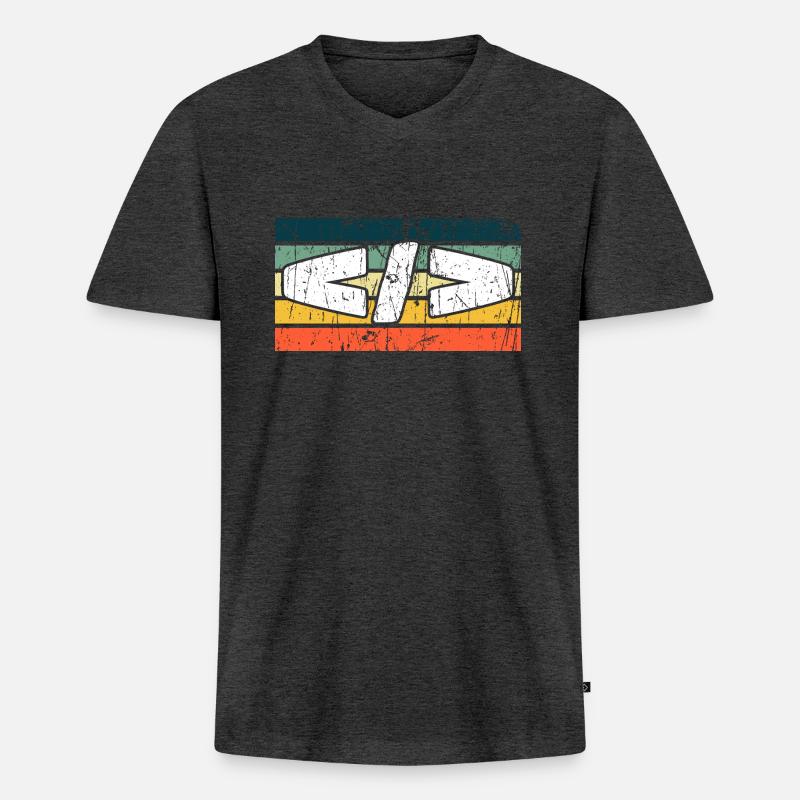 Retro Web Developer Programmer Coding - Männer Premium Bio T-Shirt mit V-Ausschnitt - Anthrazit meliert