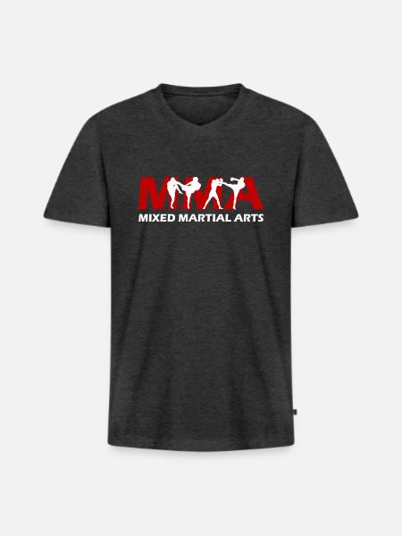 MMA Mixed Martial Arts - Männer Premium Bio T-Shirt mit V-Ausschnitt - Anthrazit meliert