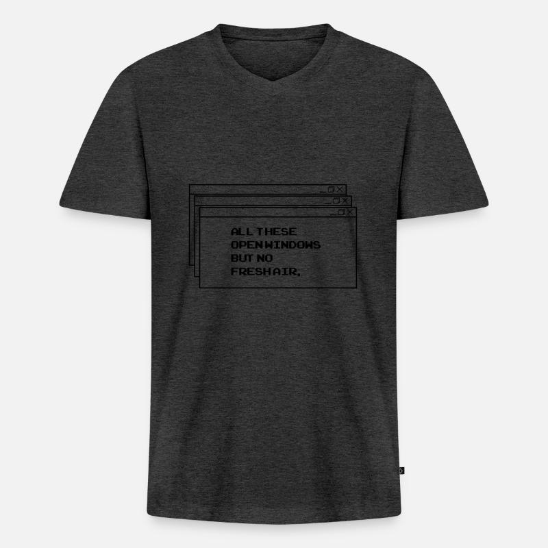 All These open Windows - Männer Premium Bio T-Shirt mit V-Ausschnitt - Anthrazit meliert