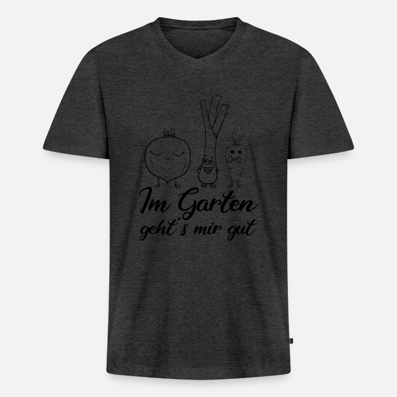 Garten - Männer Premium Bio T-Shirt mit V-Ausschnitt - Anthrazit meliert