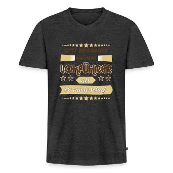 Lokführer Shirts / Lokführer Sprüche / Lokführer - Männer Premium Bio T-Shirt mit V-Ausschnitt - Anthrazit meliert - Vorne - Nico (187cm)