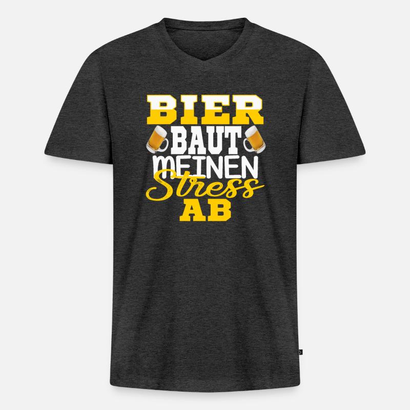 Biertrnker Bierzelt Biergarten Biertrinker kostüm - Männer Premium Bio T-Shirt mit V-Ausschnitt - Anthrazit meliert