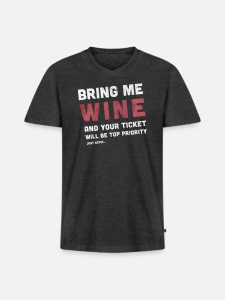 Vin et support technique - T-shirt encolure en V Premium bio Homme - anthracite chiné
