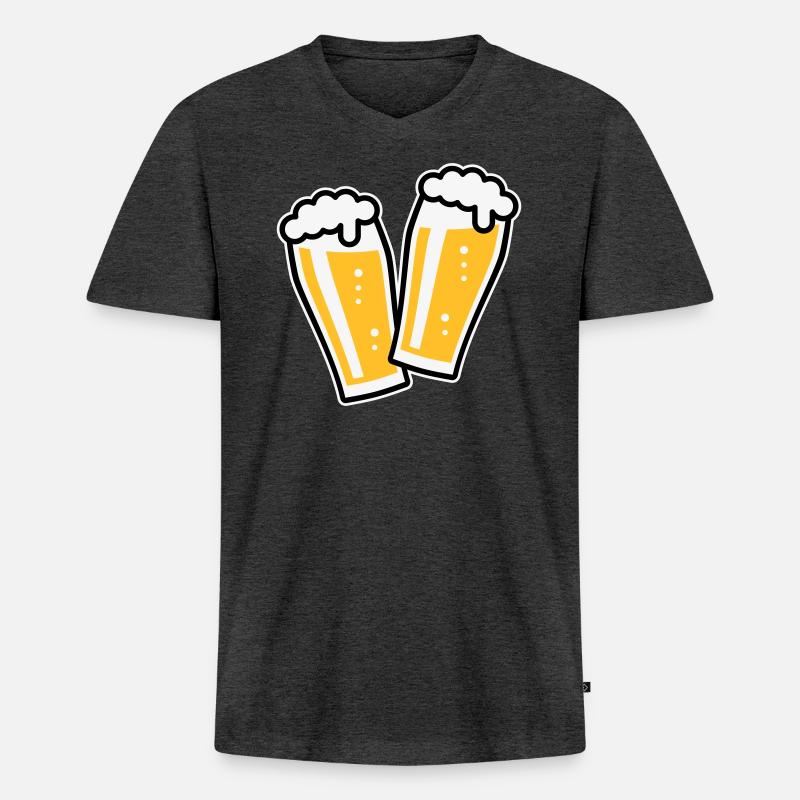 XDoppelter Willie (3) - Männer Premium Bio T-Shirt mit V-Ausschnitt - Anthrazit meliert