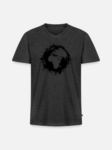 Erde Splatter - Männer Premium Bio T-Shirt mit V-Ausschnitt - Anthrazit meliert