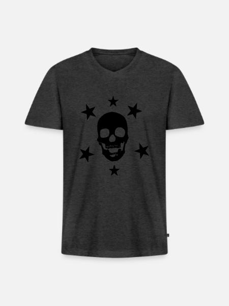 SKULL SUPERSTAR - Men's Premium Organic T-shirt with V-neck - heather anthracite