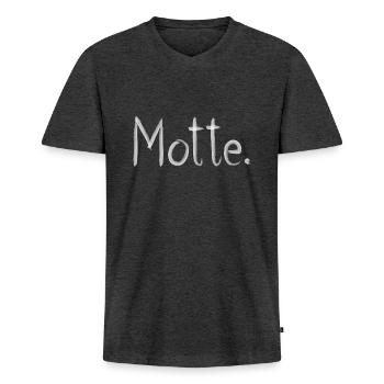 MOTTE - Männer Premium Bio T-Shirt mit V-Ausschnitt - Anthrazit meliert - Vorne - Nico (187cm)