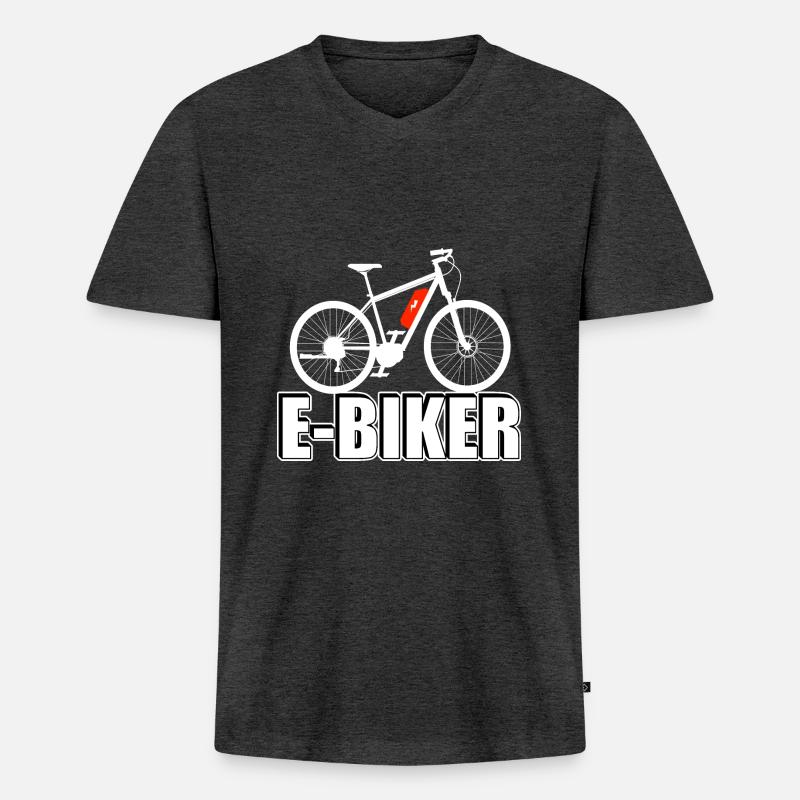E Biker - Männer Premium Bio T-Shirt mit V-Ausschnitt - Anthrazit meliert